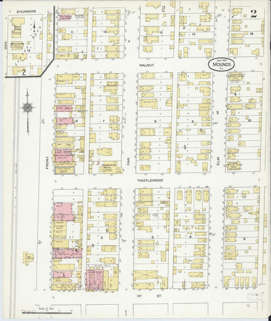 Sanborn Fire Insurance Map from Mounds, Pulaski County, Illinois (1910), Sheet #0002 - Historic Sanborn Fire Insurance Map Print, vintage old map wall art, antique decor, genealogy gift, Illinois Illinois map