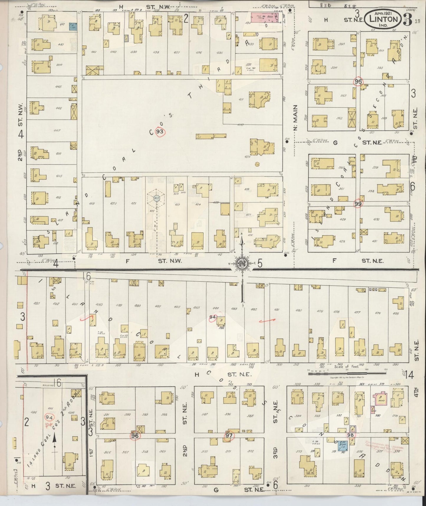 Sanborn Fire Insurance Map from Linton, Greene County, Indiana (1948), Sheet #0003 - Complete Map Set gallery image, historic Sanborn map, vintage wall art, Indiana Indiana