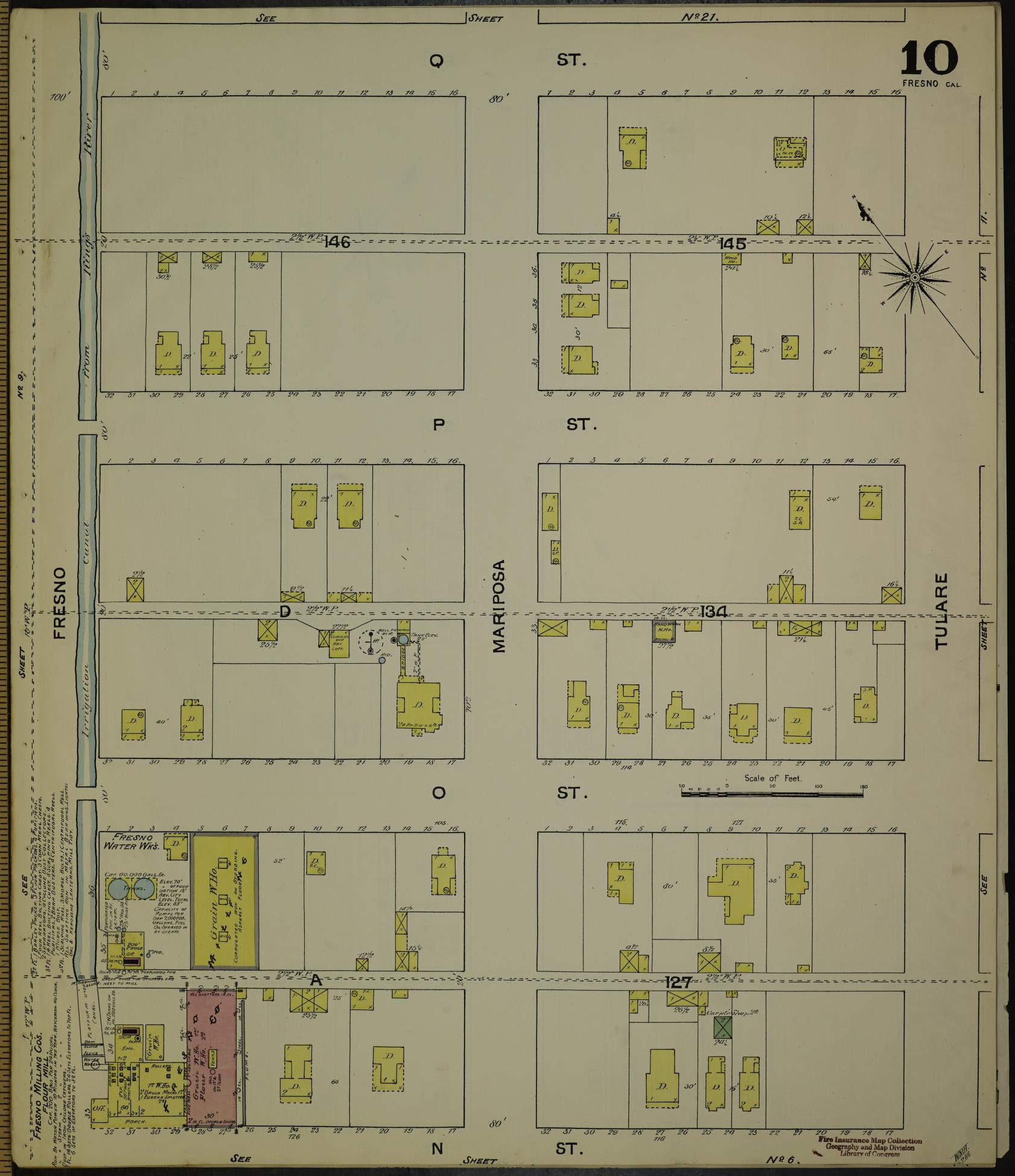 Sanborn Fire Insurance Map from Fresno, Fresno County, California (1888), Sheet #0010 - Historic Sanborn Fire Insurance Map Print, vintage old map wall art, antique decor, genealogy gift, California California map