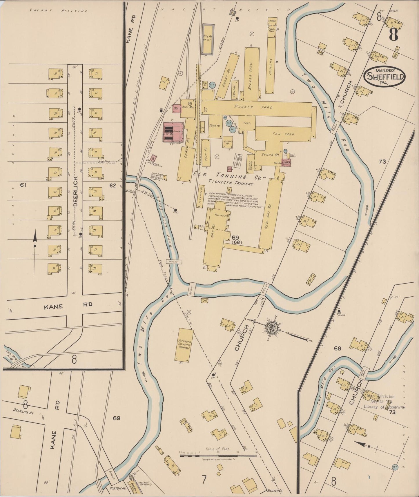 Sanborn Fire Insurance Map from Sheffield, Warren County, Pennsylvania (1922), Sheet #0008 - Complete Map Set gallery image, historic Sanborn map, vintage wall art, Pennsylvania Pennsylvania