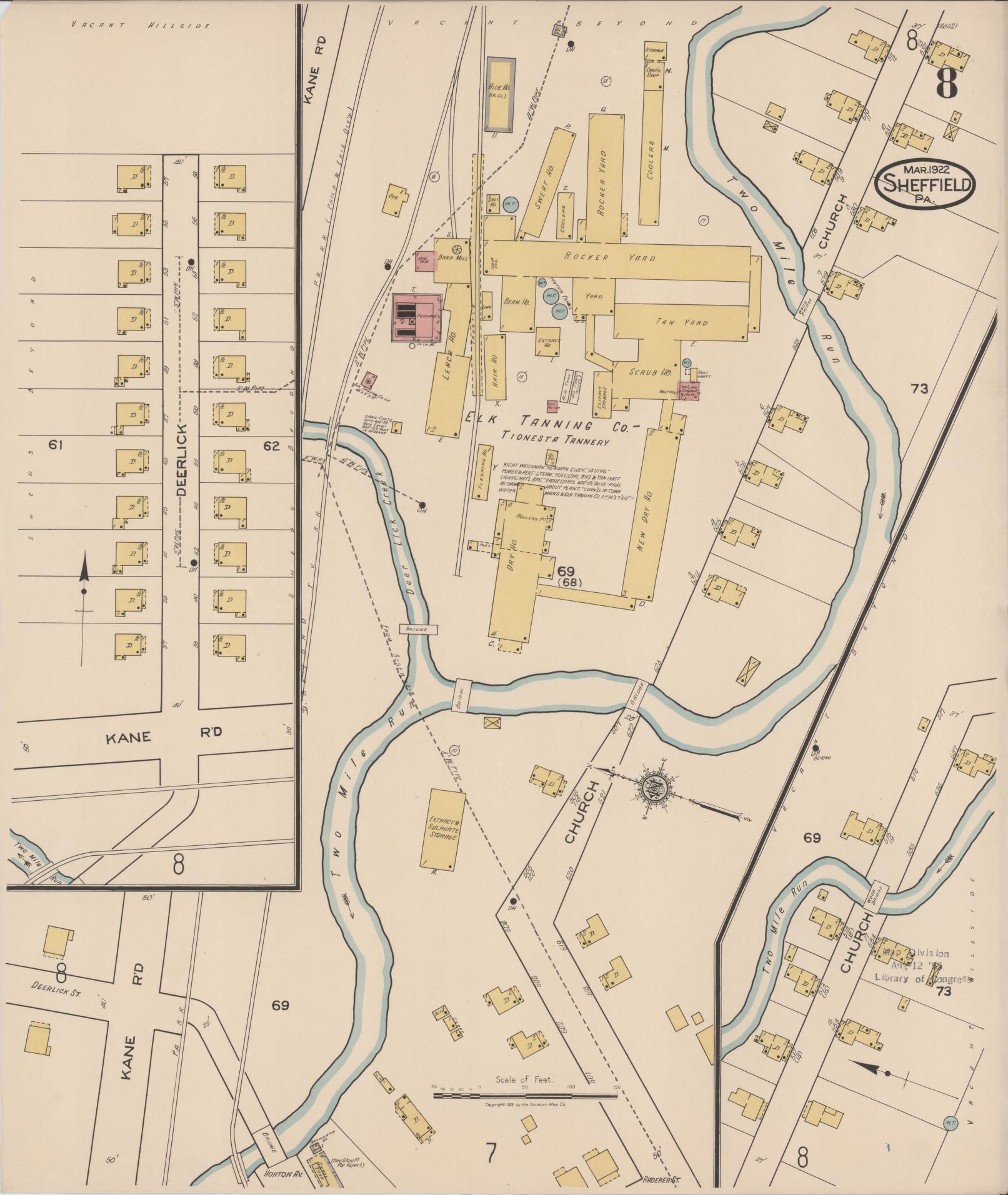 Sanborn Fire Insurance Map from Sheffield, Warren County, Pennsylvania (1922), Sheet #0008 - Complete Map Set gallery image, historic Sanborn map, vintage wall art, Pennsylvania Pennsylvania