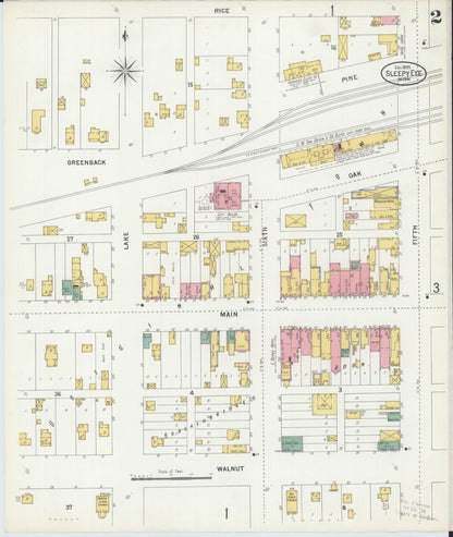 Sanborn Fire Insurance Map from Sleepy Eye, Brown County, Minnesota (1899), Sheet #0002 - Complete Map Set gallery image, historic Sanborn map, vintage wall art, Minnesota Minnesota
