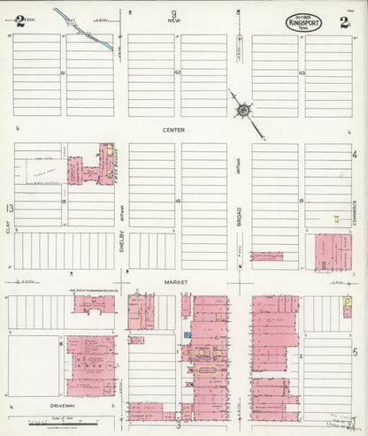 Sanborn Fire Insurance Map from Kingsport, Sullivan County, Tennessee (1925), Sheet #0002 - Complete Map Set gallery image, historic Sanborn map, vintage wall art, Tennessee Tennessee
