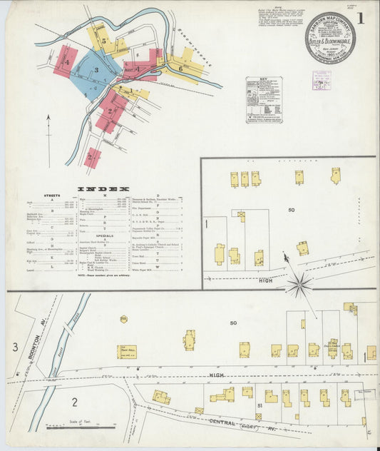 Sanborn Fire Insurance Map from Butler, Morris County, New Jersey (1905), Sheet #0001 - Historic Sanborn Fire Insurance Map Print, vintage old map wall art, antique decor, genealogy gift, New Jersey New Jersey map
