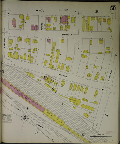 Sanborn Fire Insurance Map from Jackson, Jackson County, Michigan (1907), Sheet #0050 - Complete Map Set gallery image, historic Sanborn map, vintage wall art, Michigan Michigan