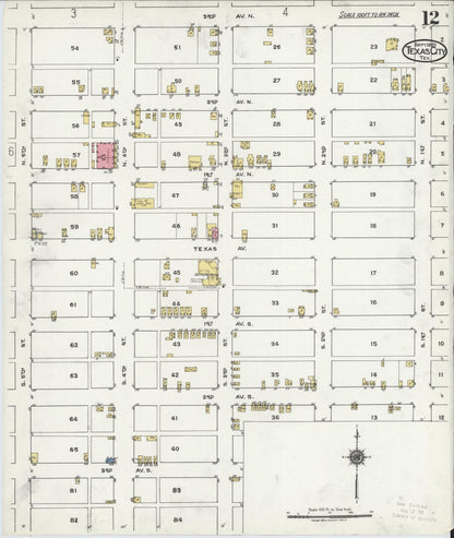 Sanborn Fire Insurance Map from Texas City, Galveston County, Texas (1920), Sheet #0012 - Historic Sanborn Fire Insurance Map Print, vintage old map wall art, antique decor, genealogy gift, Texas Texas map
