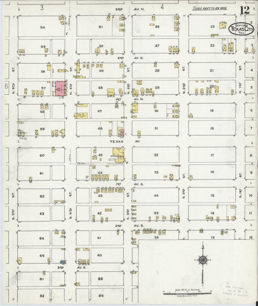 Sanborn Fire Insurance Map from Texas City, Galveston County, Texas (1920), Sheet #0012 - Historic Sanborn Fire Insurance Map Print, vintage old map wall art, antique decor, genealogy gift, Texas Texas map