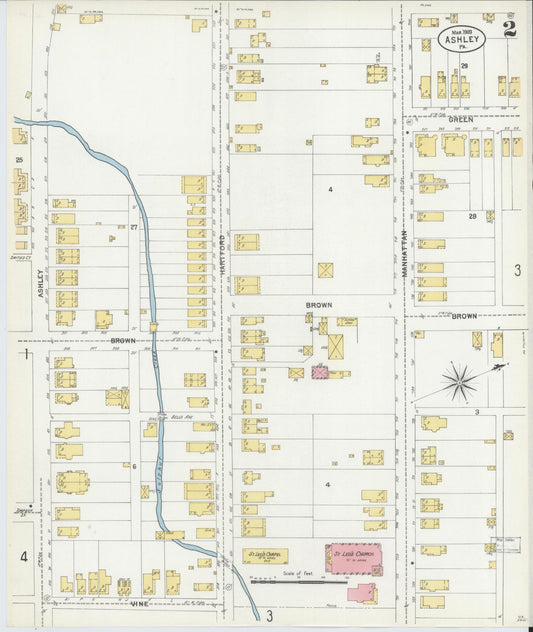 Sanborn Fire Insurance Map from Ashley, Luzerne County, Pennsylvania (1903), Sheet #0002 - Historic Sanborn Fire Insurance Map Print, vintage old map wall art, antique decor, genealogy gift, Pennsylvania Pennsylvania map