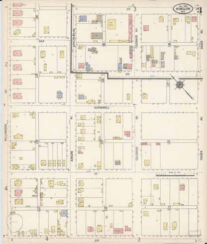 Sanborn Fire Insurance Map from Winslow, Navajo County, Arizona (1910), Sheet #0003 - Complete Map Set gallery image, historic Sanborn map, vintage wall art, Arizona Arizona