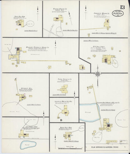 Sanborn Fire Insurance Map from Aurora, Lawrence County, Missouri (1914), Sheet #0013 - Complete Map Set gallery image, historic Sanborn map, vintage wall art, Missouri Missouri