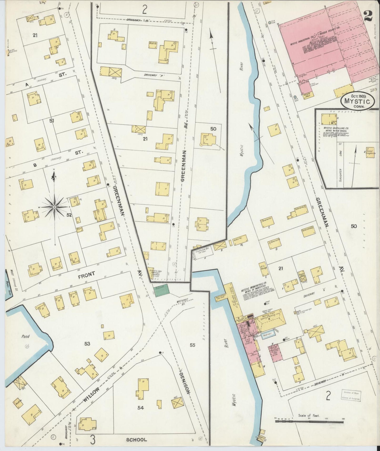 Sanborn Fire Insurance Map from Mystic, New London County, Connecticut (1903), Sheet #0002 - Complete Map Set gallery image, historic Sanborn map, vintage wall art, Connecticut Connecticut