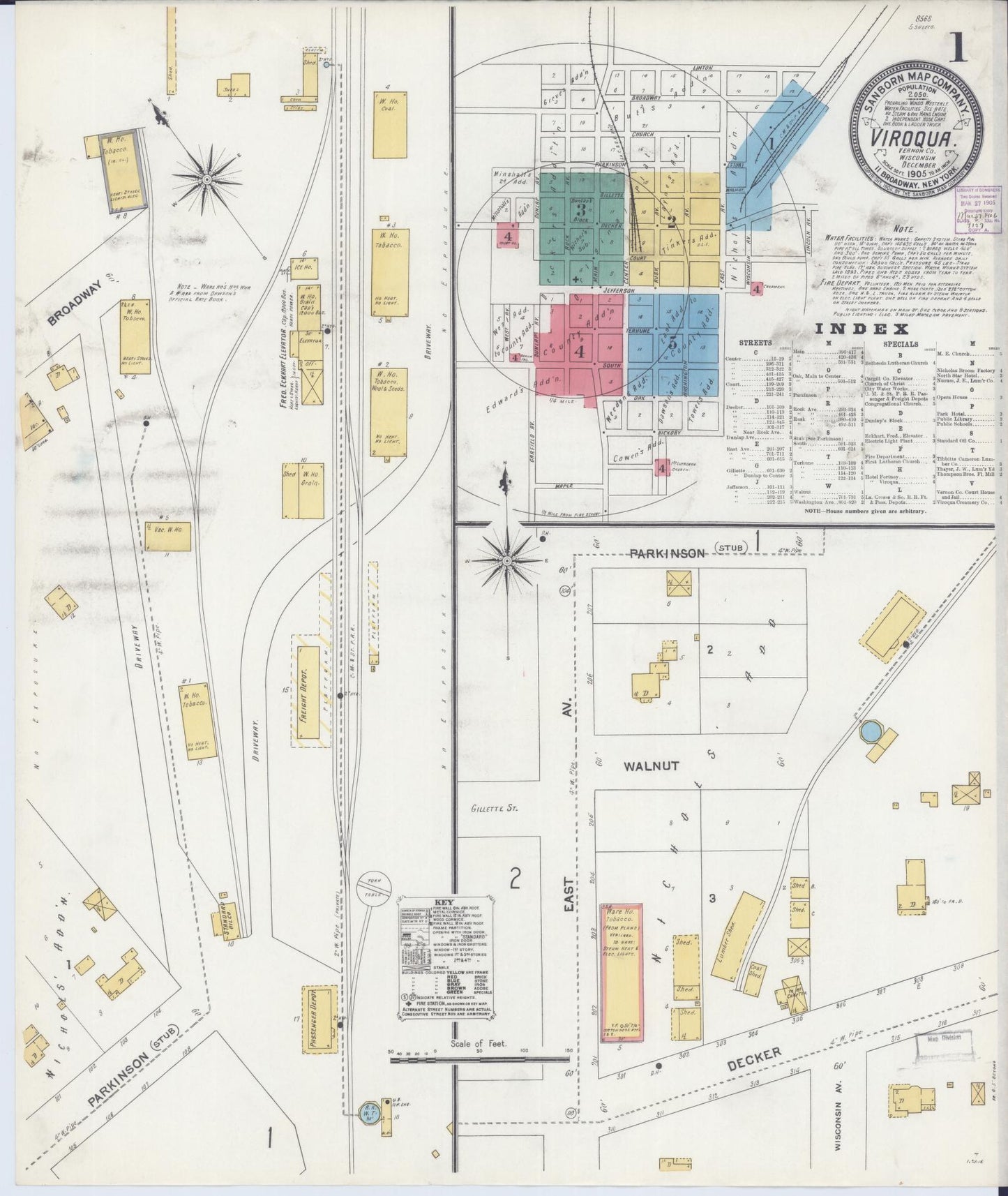 Sanborn Fire Insurance Map from Viroqua, Vernon County, Wisconsin (1905), Sheet #0001 - Complete Map Set gallery image, historic Sanborn map, vintage wall art, Wisconsin Wisconsin