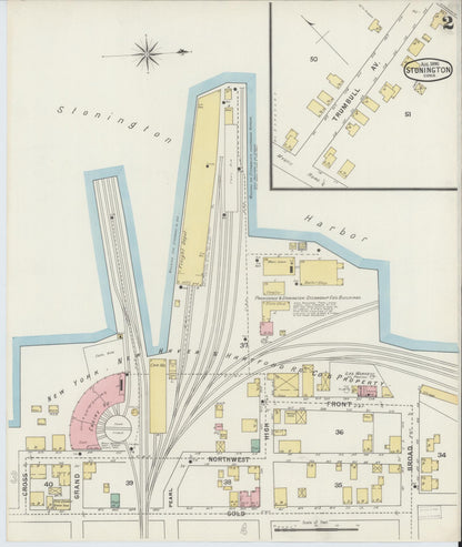 Sanborn Fire Insurance Map from Stonington, New London County, Connecticut (1895), Sheet #0002 - Complete Map Set gallery image, historic Sanborn map, vintage wall art, Connecticut Connecticut