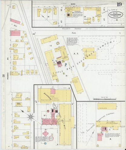 Sanborn Fire Insurance Map from Texarkana, Bowie County, Texas (1900), Sheet #0019 - Complete Map Set gallery image, historic Sanborn map, vintage wall art, Texas Texas