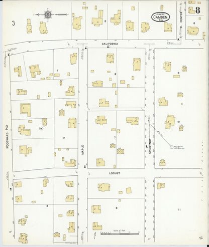 Sanborn Fire Insurance Map from Camden, Ouachita County, Arkansas (1912), Sheet #0008 - Complete Map Set gallery image, historic Sanborn map, vintage wall art, Arkansas Arkansas