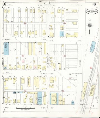 Sanborn Fire Insurance Map from Junction City, Geary County, Kansas (1947), Sheet #0006 - Complete Map Set gallery image, historic Sanborn map, vintage wall art, Kansas Kansas