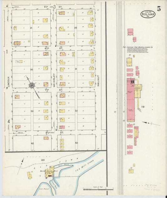 Sanborn Fire Insurance Map from Bolivar, Westmoreland County, Pennsylvania (1915), Sheet #0005 - Historic Sanborn Fire Insurance Map Print, vintage old map wall art, antique decor, genealogy gift, Indiana Indiana map