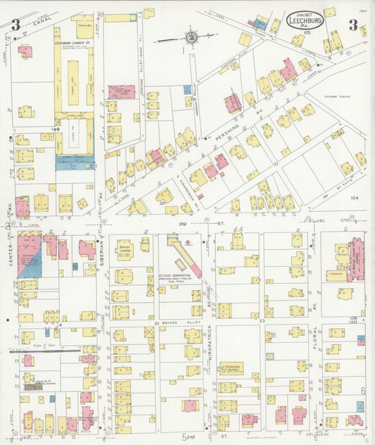 Sanborn Fire Insurance Map from Leechburg, Armstrong County, Pennsylvania (1927), Sheet #0003 - Historic Sanborn Fire Insurance Map Print, vintage old map wall art, antique decor, genealogy gift, Pennsylvania Pennsylvania map