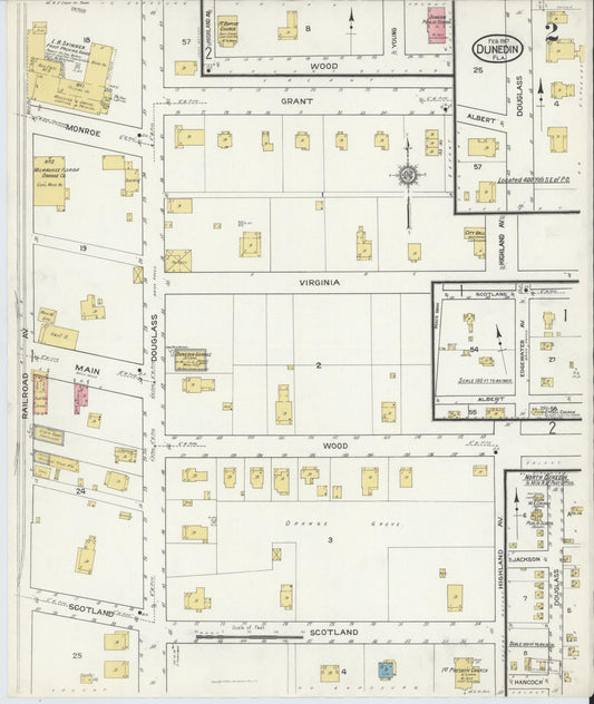 Sanborn Fire Insurance Map from Dunedin, Pinellas County, Florida (1917), Sheet #0002 - Historic Sanborn Fire Insurance Map Print, vintage old map wall art, antique decor, genealogy gift, Florida Florida map