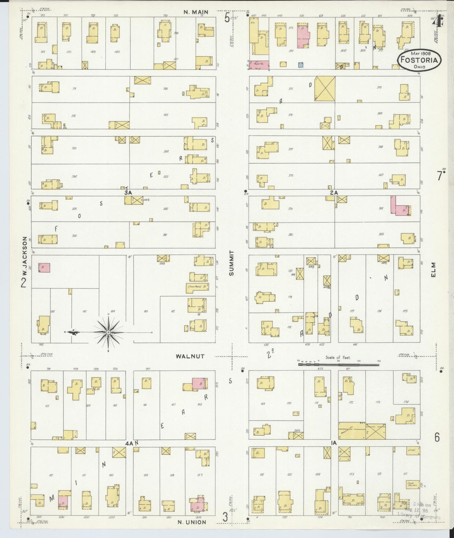 Sanborn Fire Insurance Map from Fostoria, Seneca, Hancock, And Wood Counties, Ohio (1908), Sheet #0004 - Historic Sanborn Fire Insurance Map Print, vintage old map wall art, antique decor, genealogy gift, Ohio Ohio map