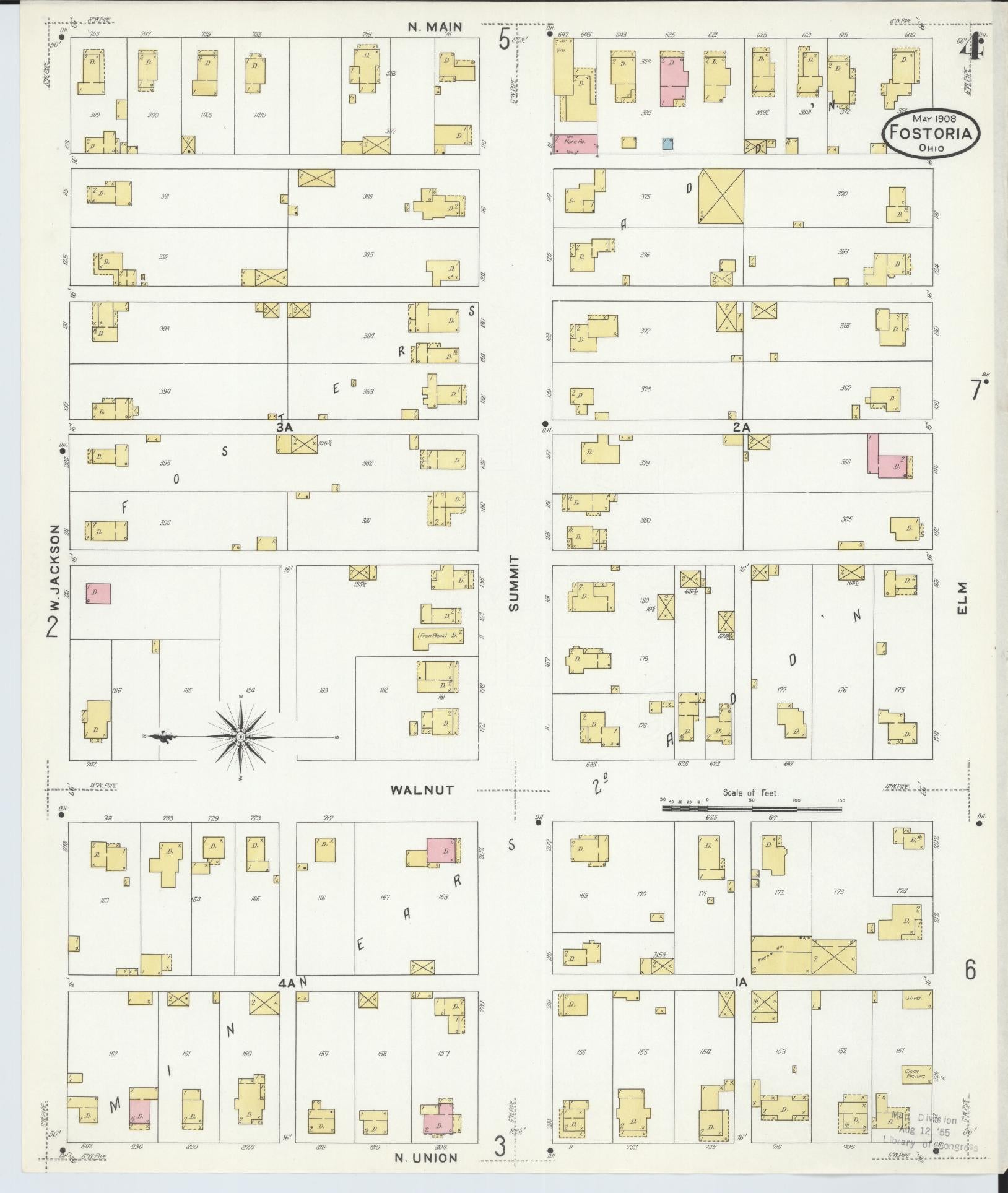 Sanborn Fire Insurance Map from Fostoria, Seneca, Hancock, And Wood Counties, Ohio (1908), Sheet #0004 - Historic Sanborn Fire Insurance Map Print, vintage old map wall art, antique decor, genealogy gift, Ohio Ohio map