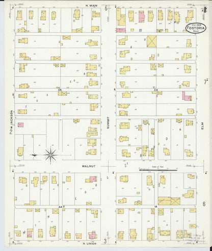 Sanborn Fire Insurance Map from Fostoria, Seneca, Hancock, And Wood Counties, Ohio (1908), Sheet #0004 - Historic Sanborn Fire Insurance Map Print, vintage old map wall art, antique decor, genealogy gift, Ohio Ohio map