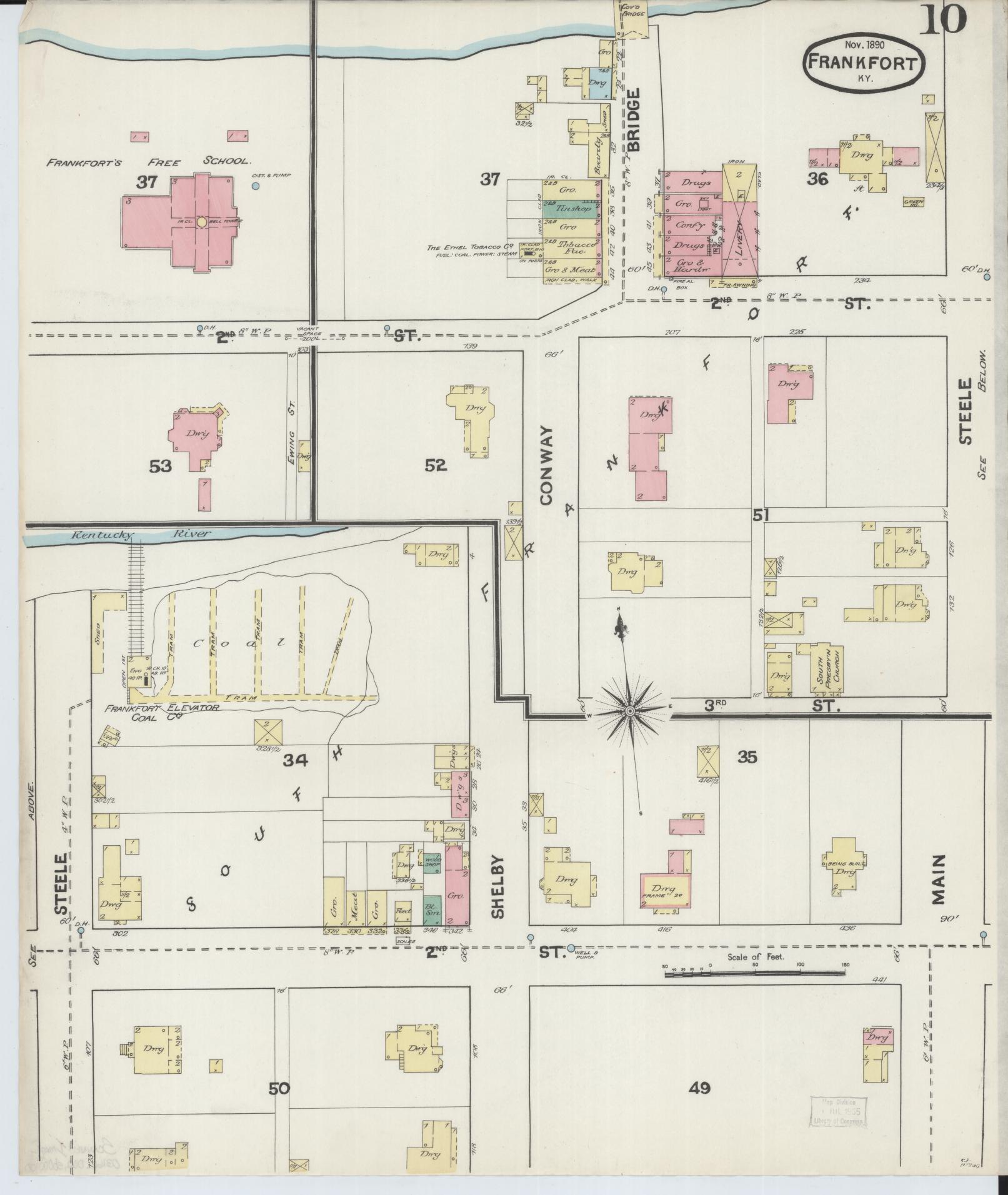 Sanborn Fire Insurance Map from Frankfort, Franklin County, Kentucky (1890), Sheet #0010 - Complete Map Set gallery image, historic Sanborn map, vintage wall art, Kentucky Kentucky