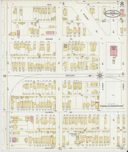 Sanborn Fire Insurance Map from Jeffersonville, Clark County, Indiana (1898), Sheet #0008 - Complete Map Set gallery image, historic Sanborn map, vintage wall art, Indiana Indiana