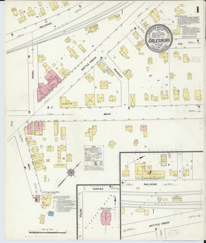 Sanborn Fire Insurance Map from Galesburg, Kalamazoo County, Michigan (1911), Sheet #0001 - Complete Map Set gallery image, historic Sanborn map, vintage wall art, Michigan Michigan