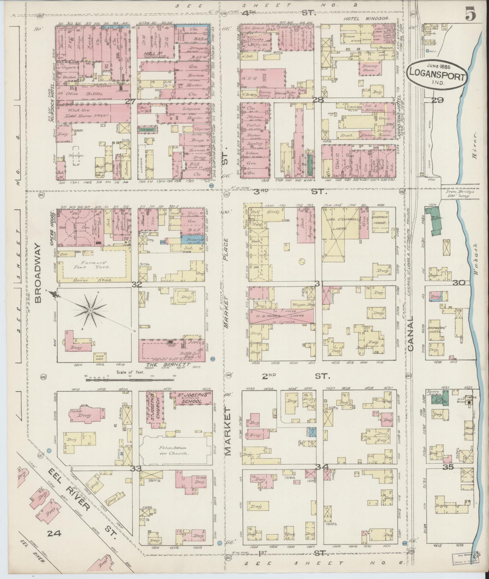 Sanborn Fire Insurance Map from Logansport, Cass County, Indiana (1885), Sheet #0005 - Complete Map Set gallery image, historic Sanborn map, vintage wall art, Indiana Indiana