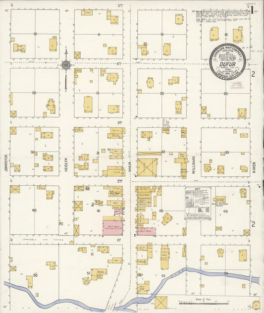 Sanborn Fire Insurance Map from Dufur, Wasco County, Oregon (1910), Sheet #0001 - Historic Sanborn Fire Insurance Map Print, vintage old map wall art, antique decor, genealogy gift, Oregon Oregon map