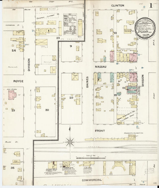 Sanborn Fire Insurance Map from Stuart, Guthrie and Adair Counties, Iowa (1888), Sheet #0001 - Historic Sanborn Fire Insurance Map Print, vintage old map wall art