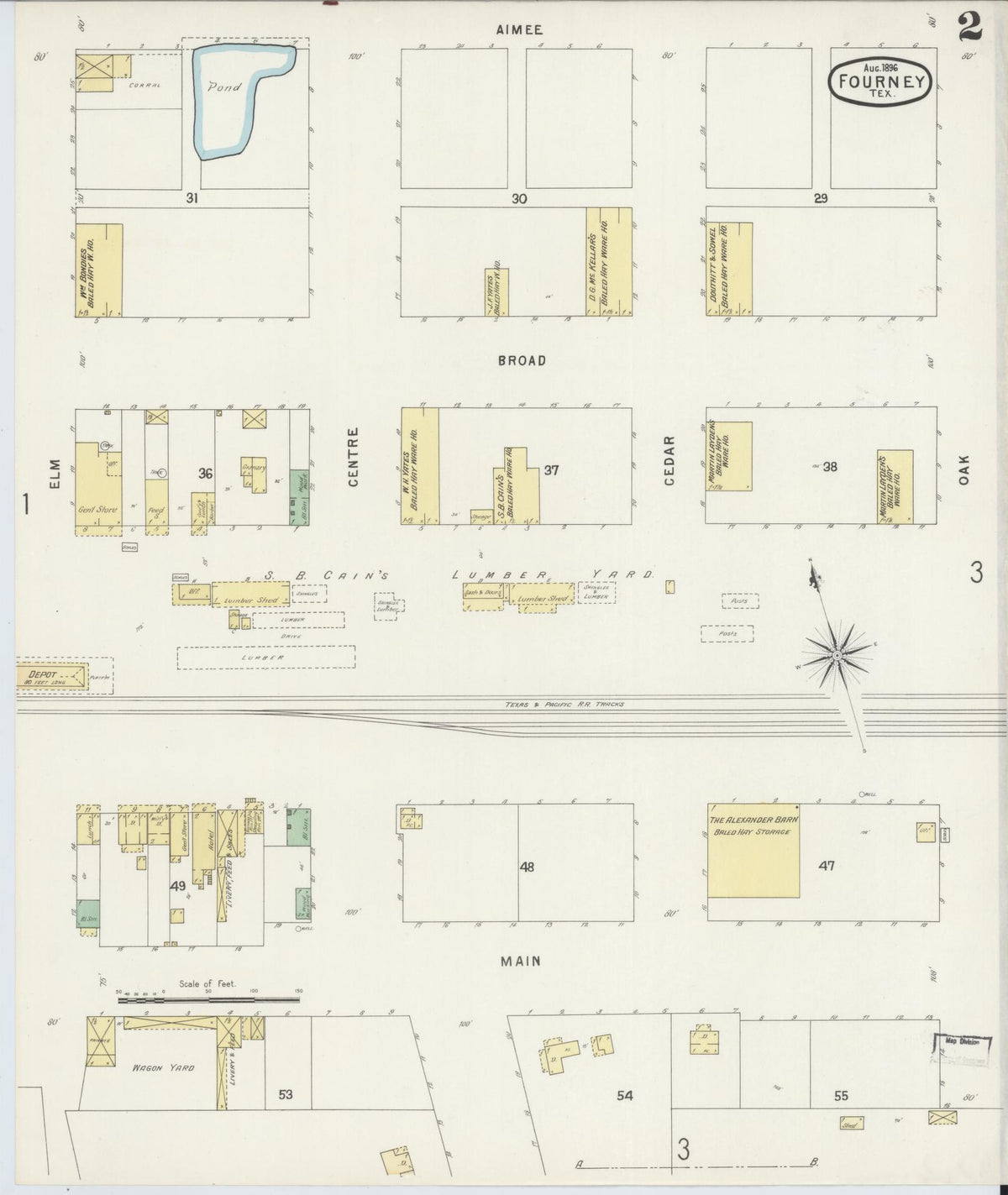 Sanborn Fire Insurance Map from Forney, Kaufman County, Texas (1896), Sheet #0002 - Historic Sanborn Fire Insurance Map Print, vintage old map wall art, antique decor, genealogy gift, Texas Texas map