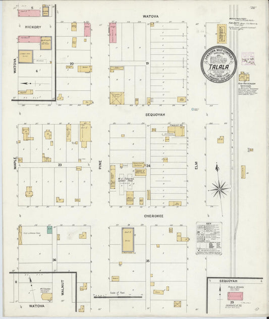 Sanborn Fire Insurance Map from Talala, Rodgers County, Oklahoma (1909), Sheet #0001 - Historic Sanborn Fire Insurance Map Print, vintage old map wall art, antique decor, genealogy gift, Oklahoma Oklahoma map