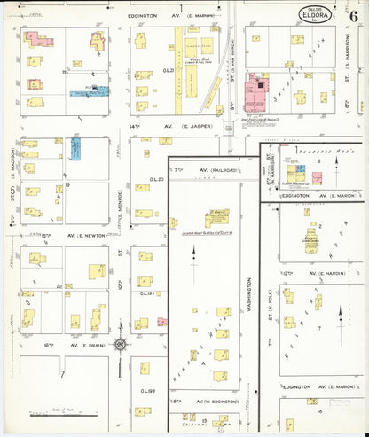 Sanborn Fire Insurance Map from Eldora, Hardin County, Iowa (1915), Sheet #0006 - Historic Sanborn Fire Insurance Map Print