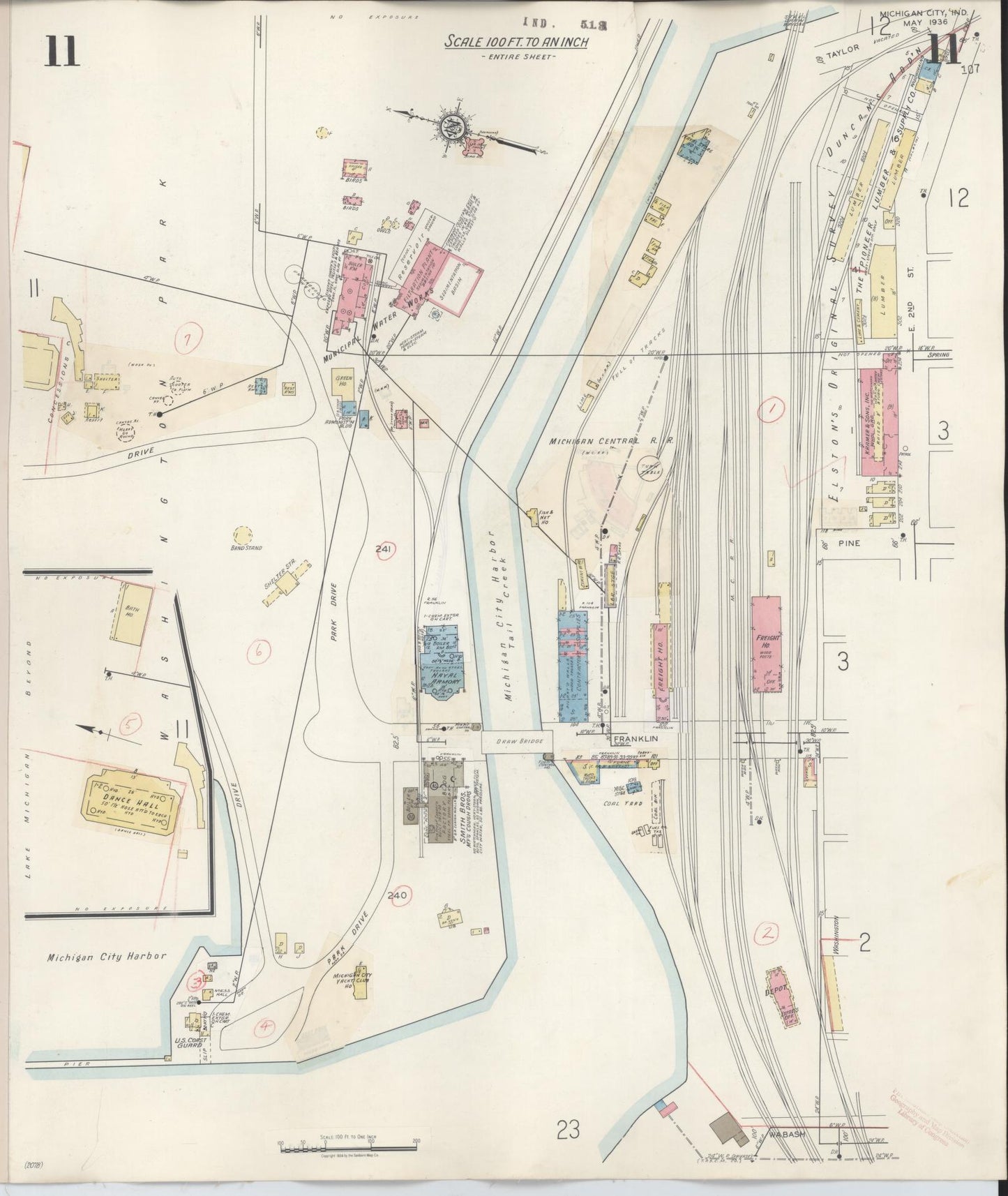 Sanborn Fire Insurance Map from Michigan City, La Porte County, Indiana (1948), Sheet #0011 - Historic Sanborn Fire Insurance Map Print, vintage old map wall art, antique decor, genealogy gift, Michigan Michigan map