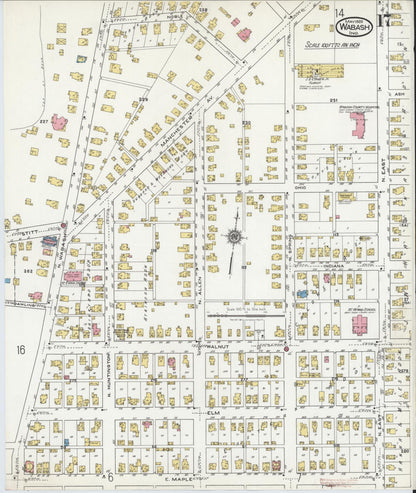 Sanborn Fire Insurance Map from Wabash, Wabash County, Indiana (1920), Sheet #0017 - Historic Sanborn Fire Insurance Map Print, vintage old map wall art, antique decor, genealogy gift, Indiana Indiana map