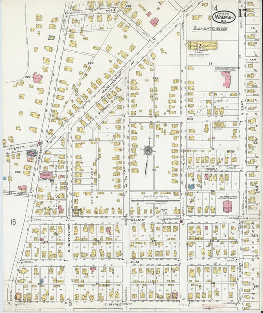 Sanborn Fire Insurance Map from Wabash, Wabash County, Indiana (1920), Sheet #0017 - Historic Sanborn Fire Insurance Map Print, vintage old map wall art, antique decor, genealogy gift, Indiana Indiana map