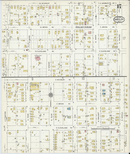 Sanborn Fire Insurance Map from Sapulpa, Creek County, Oklahoma (1915), Sheet #0017 - Complete Map Set gallery image, historic Sanborn map, vintage wall art, Oklahoma Oklahoma