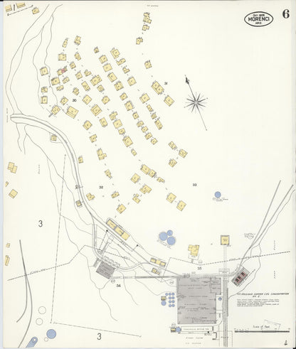 Sanborn Fire Insurance Map from Morenci, Greenlee County, Arizona (1908), Sheet #0006 - Complete Map Set gallery image, historic Sanborn map, vintage wall art, Arizona Arizona