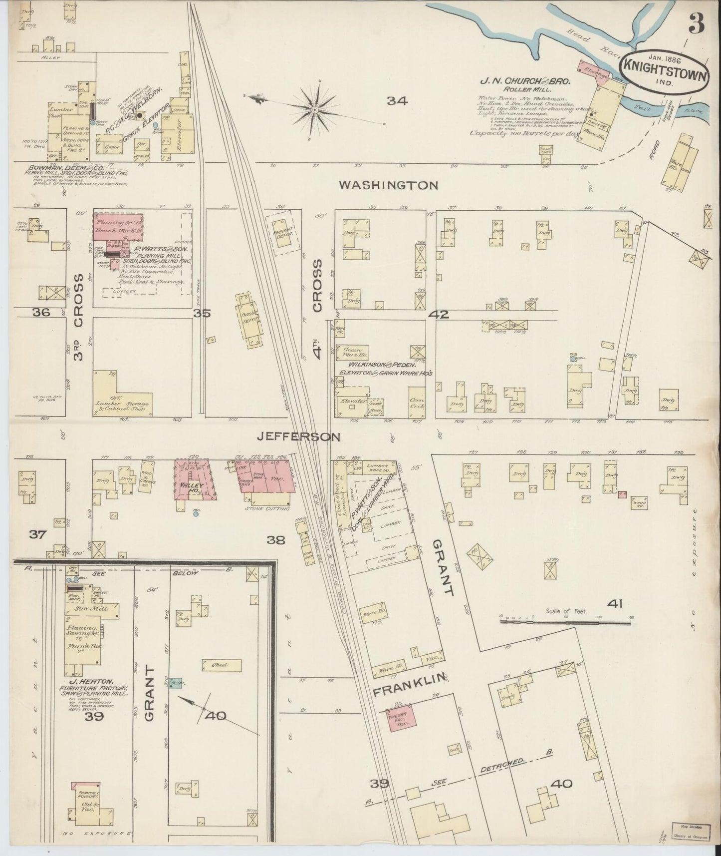Sanborn Fire Insurance Map from Knightstown, Henry County, Indiana (1885), Sheet #0003 - Complete Map Set gallery image, historic Sanborn map, vintage wall art, Indiana Indiana