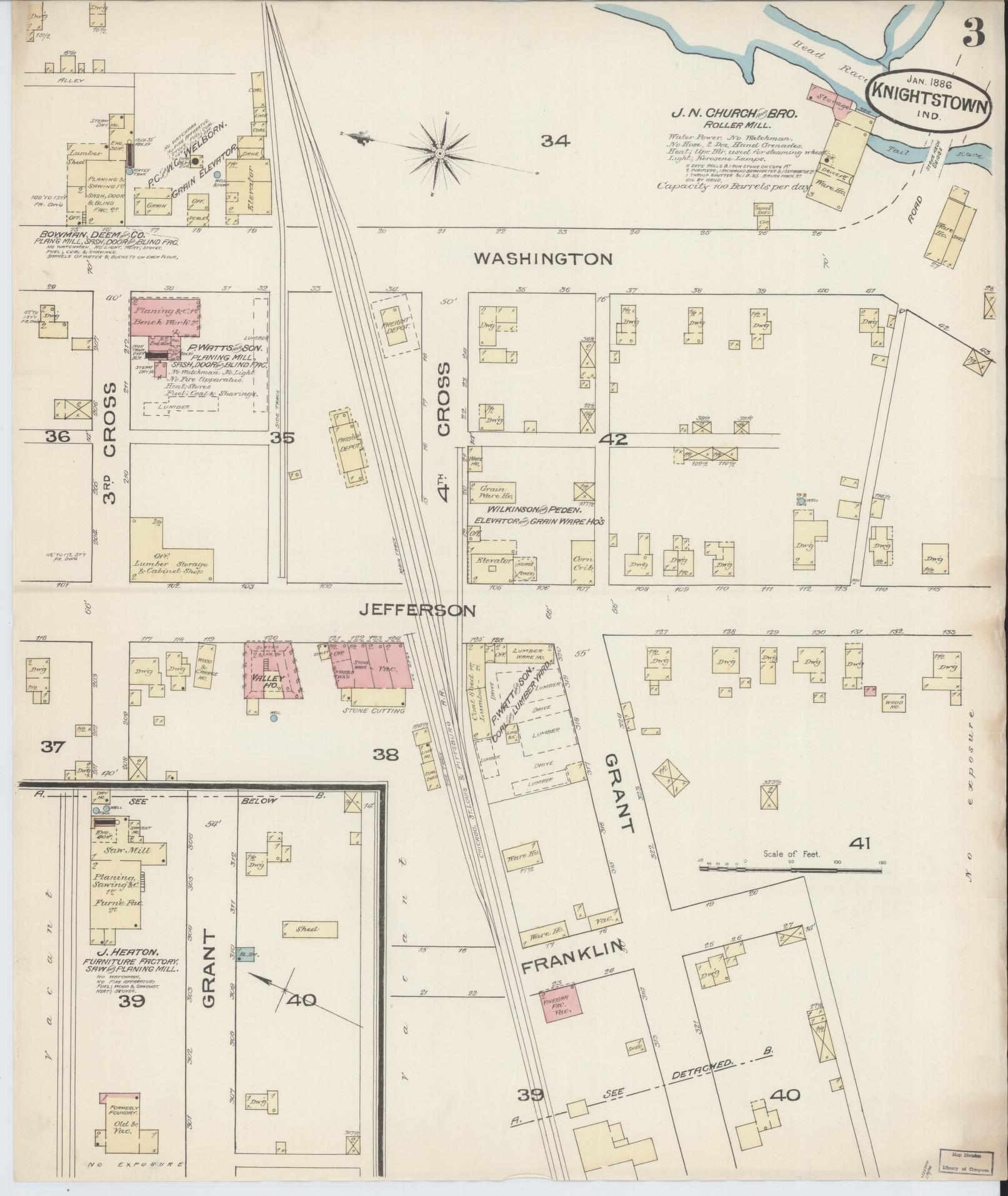 Sanborn Fire Insurance Map from Knightstown, Henry County, Indiana (1885), Sheet #0003 - Complete Map Set gallery image, historic Sanborn map, vintage wall art, Indiana Indiana