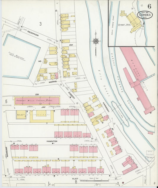 Sanborn Fire Insurance Map from Cohoes, Albany County, New York (1910), Sheet #0006 - Historic Sanborn Fire Insurance Map Print, vintage old map wall art, antique decor, genealogy gift, New York New York map