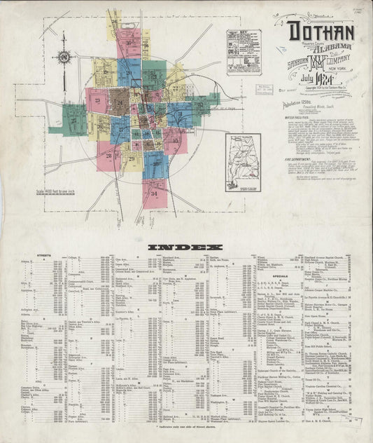 Sanborn Fire Insurance Map from Dothan, Houston County, Alabama (1924), Sheet #0001 - Complete Map Set gallery image, historic Sanborn map, vintage wall art, Alabama Alabama