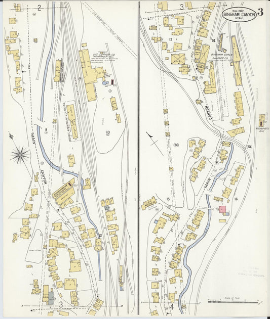 Sanborn Fire Insurance Map from Bingham Canyon, Salt Lake County, Utah (1907), Sheet #0003 - Historic Sanborn Fire Insurance Map Print, vintage old map wall art, antique decor, genealogy gift, Utah Utah map