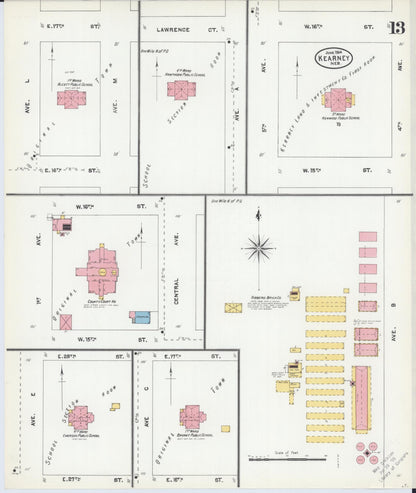 Sanborn Fire Insurance Map from Kearney, Buffalo County, Nebraska (1904), Sheet #0013 - Complete Map Set gallery image, historic Sanborn map, vintage wall art, Nebraska Nebraska