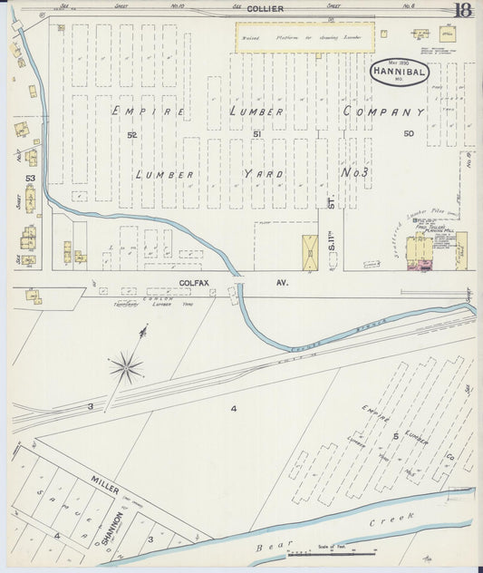 Sanborn Fire Insurance Map from Hannibal, Marion County, Missouri (1890), Sheet #0018 - Historic Sanborn Fire Insurance Map Print, vintage old map wall art, antique decor, genealogy gift, Missouri Missouri map