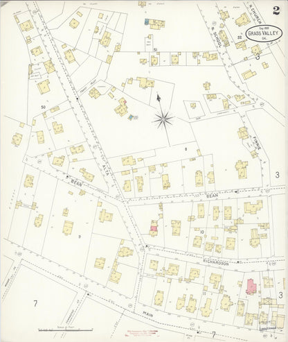 Sanborn Fire Insurance Map from Grass Valley, Nevada County, California (1898), Sheet #0002 - Complete Map Set gallery image, historic Sanborn map, vintage wall art, Grass Valley Nevada