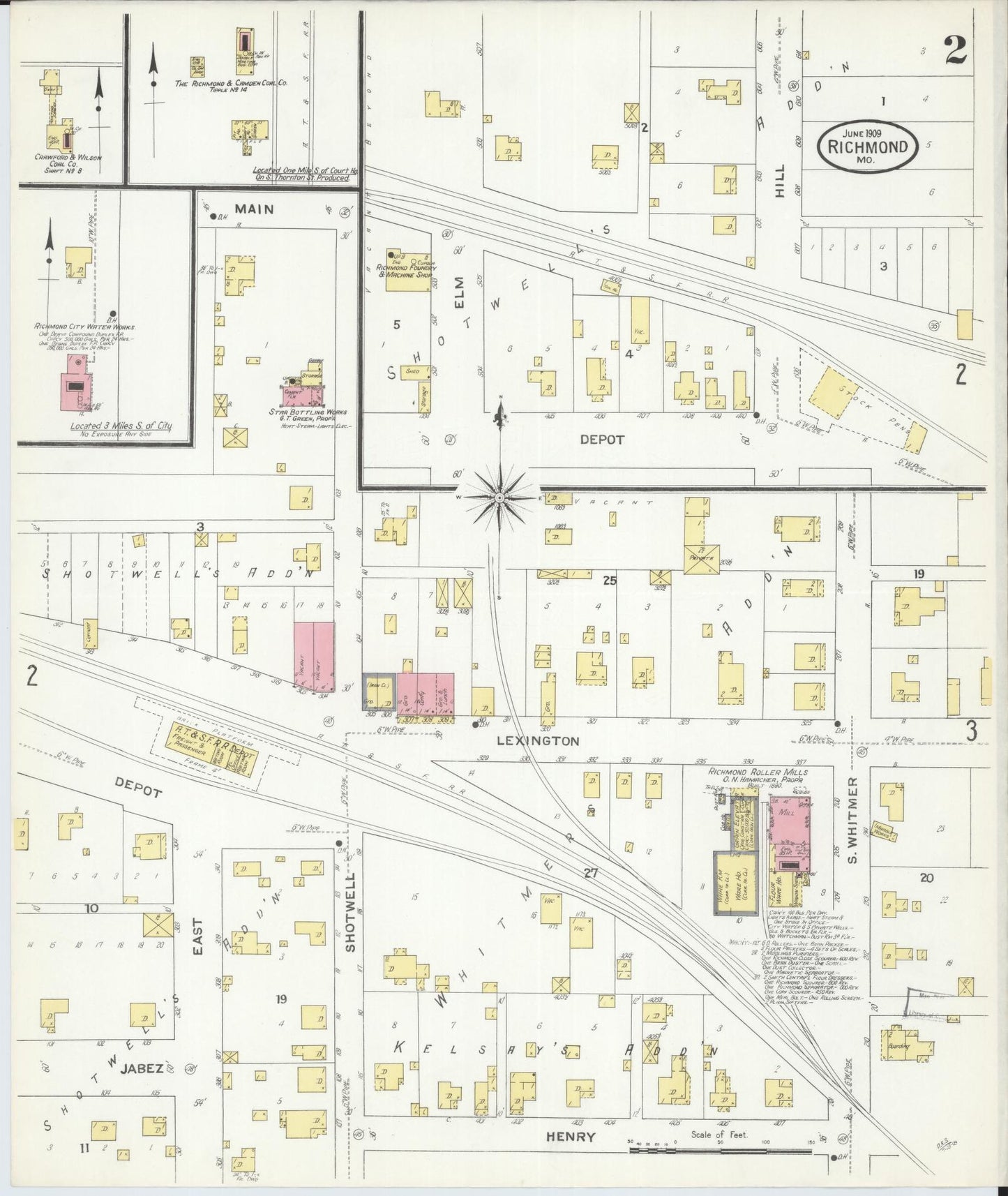 Sanborn Fire Insurance Map from Richmond, Ray County, Missouri (1909), Sheet #0002 - Historic Sanborn Fire Insurance Map Print, vintage old map wall art, antique decor, genealogy gift, Missouri Missouri map