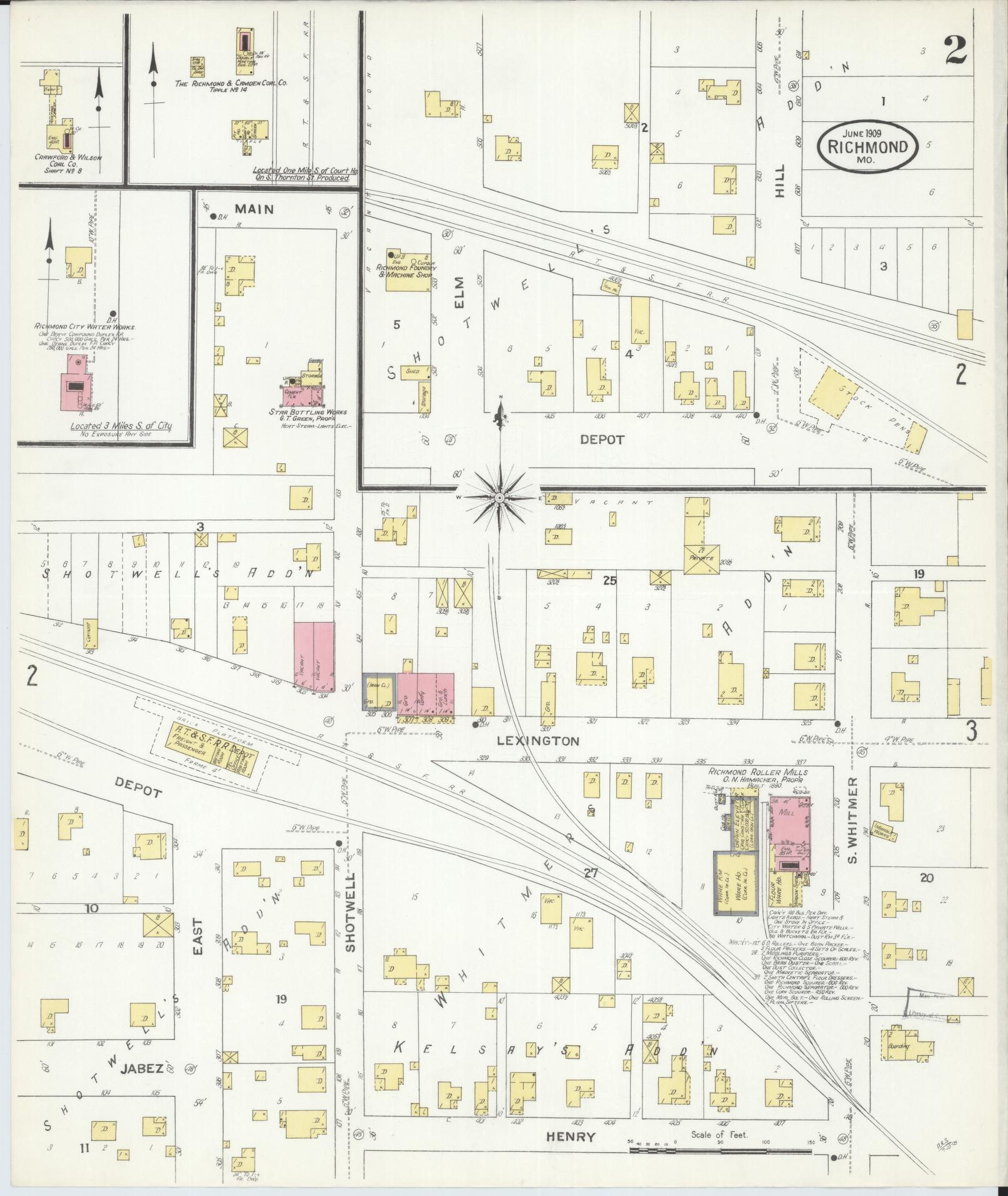 Sanborn Fire Insurance Map from Richmond, Ray County, Missouri (1909), Sheet #0002 - Historic Sanborn Fire Insurance Map Print, vintage old map wall art, antique decor, genealogy gift, Missouri Missouri map